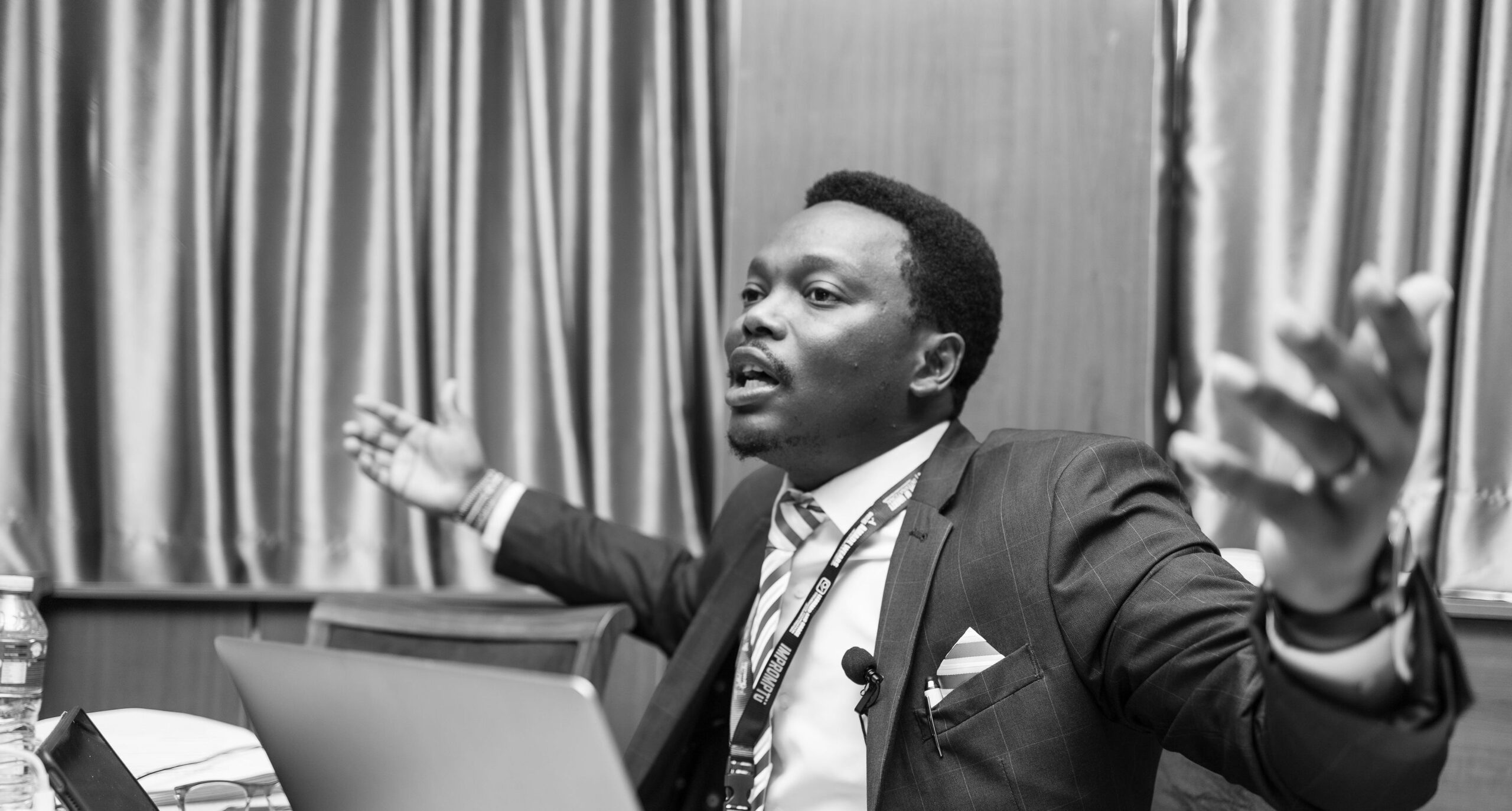 Leonard interacting with participants during a training